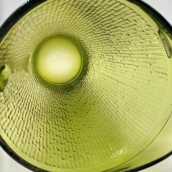 Vintage 60's Avocado Green Tree Bark Glass Jeannette Pitcher MCM - Picture 3 of 6